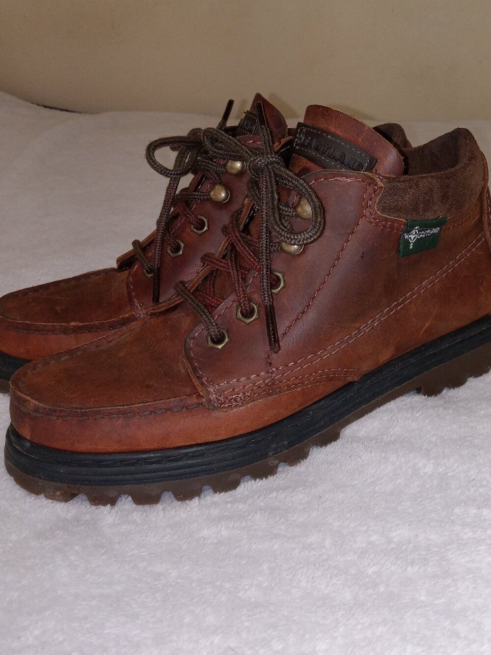 Vintage 1990s Eastland Leather Moc Toe Ankle Boots Womens 8M Made USA